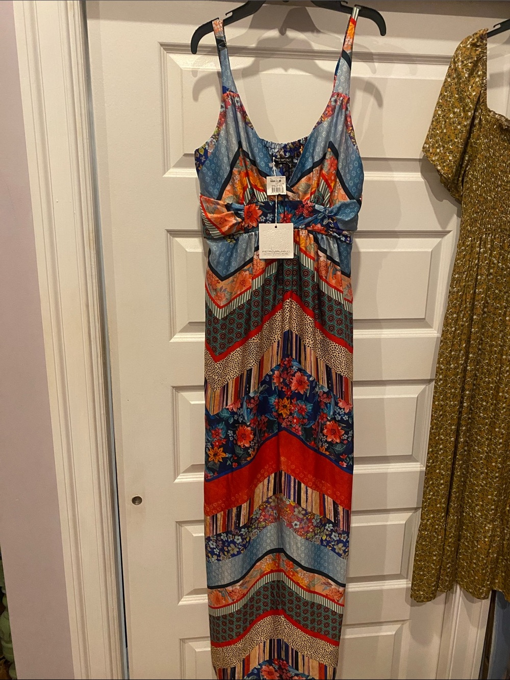 Pietro Brunelli Multicolor Floral Chevron Maxi Dress